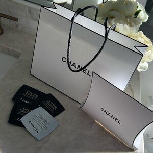 Chanel bag, small box and samples